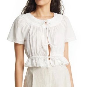 & Other Stories Tie Front Cotton Blouse Size 10